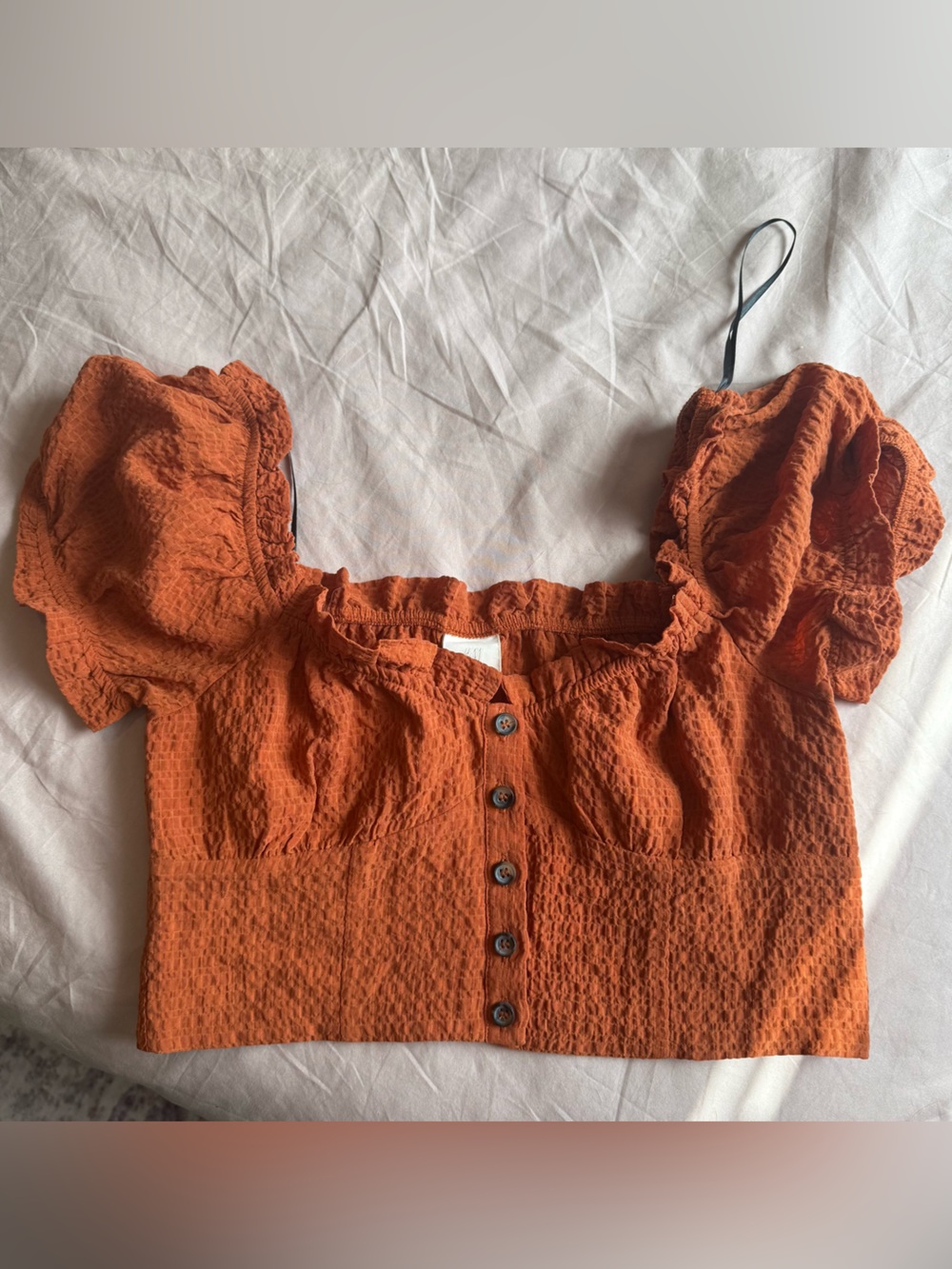 H&M Burnt Orange Textured Button-Up Top